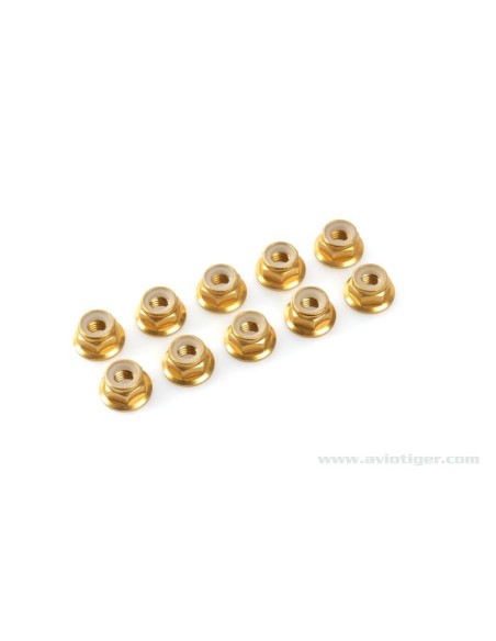 HEX LOCK NUT FLANGE M3 GOLD