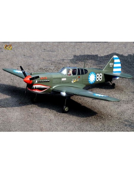Avion VQ Model P-40 Kitty Hawk 1.57m + Saito FA-62B Moteur methanol 4 temps 