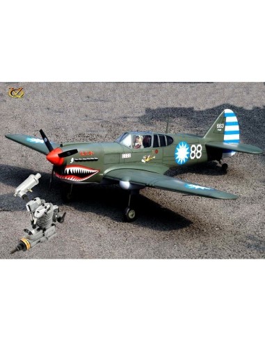 Avion VQ Model P-40 Kitty Hawk 1.57m + Saito FA-62B Moteur methanol 4 temps 