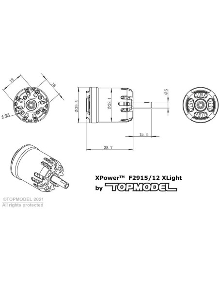 Moteur brushless XPower F2915/12 F5J XLIGHT - 72g 