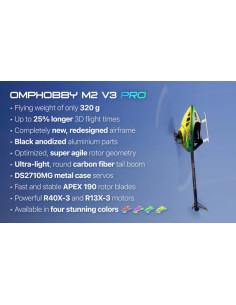 HELICOPTERE OMPHOBBY 3D  M2 V3 PRO vert 2